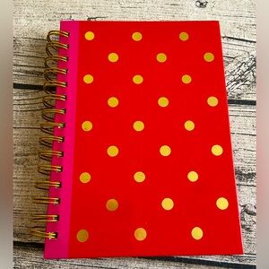 Hardcover lined notebook/journal/diary in red, gold and pink.